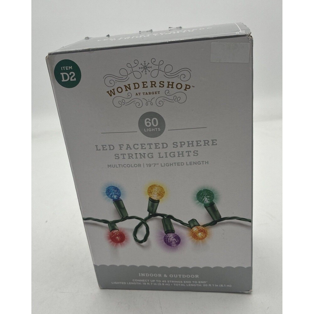 Patio Lights Christmas Lights LED 19ft 7in Indoor And Outdoor Multicolor 60ct